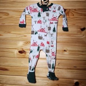Burt's Bees PJ | Organic Baby Footed Zipper Pajama Christmas Gingerbread 3-6m